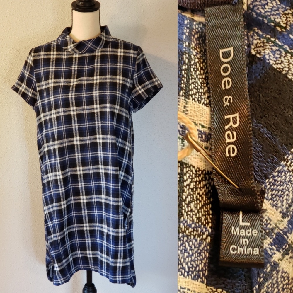 DOE & RAE Modcloth Blue Plaid Zipper Dress - NWT